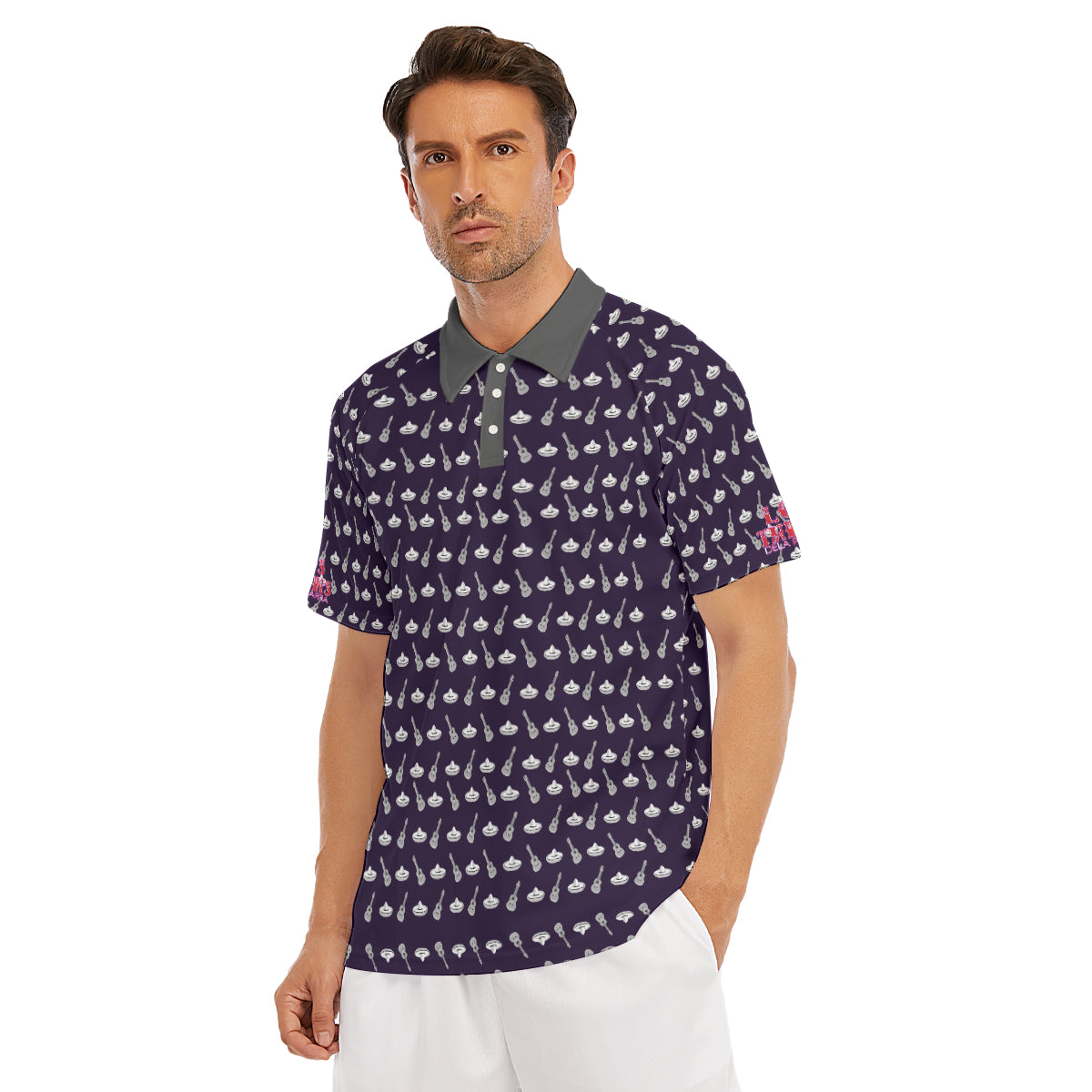 Purple Bandalero Men's Short Sleeve Polo Shirt With Button Closure
