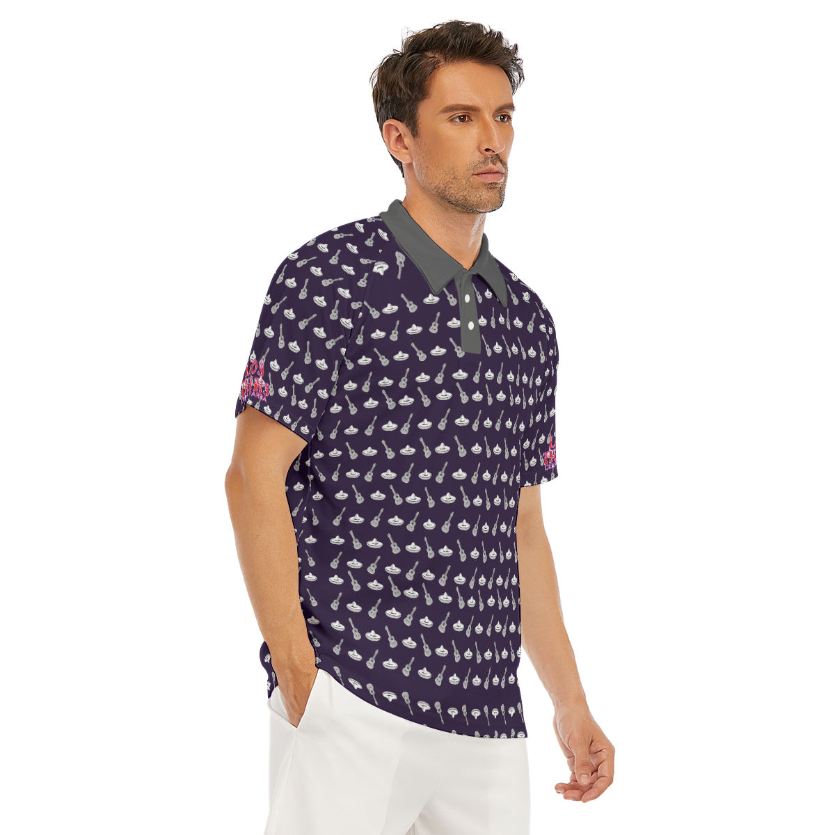Purple Bandalero Men's Short Sleeve Polo Shirt With Button Closure