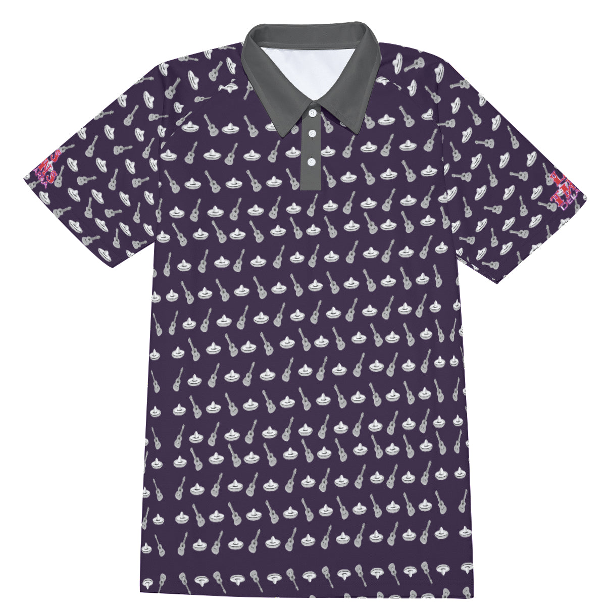 Purple Bandalero Men's Short Sleeve Polo Shirt With Button Closure