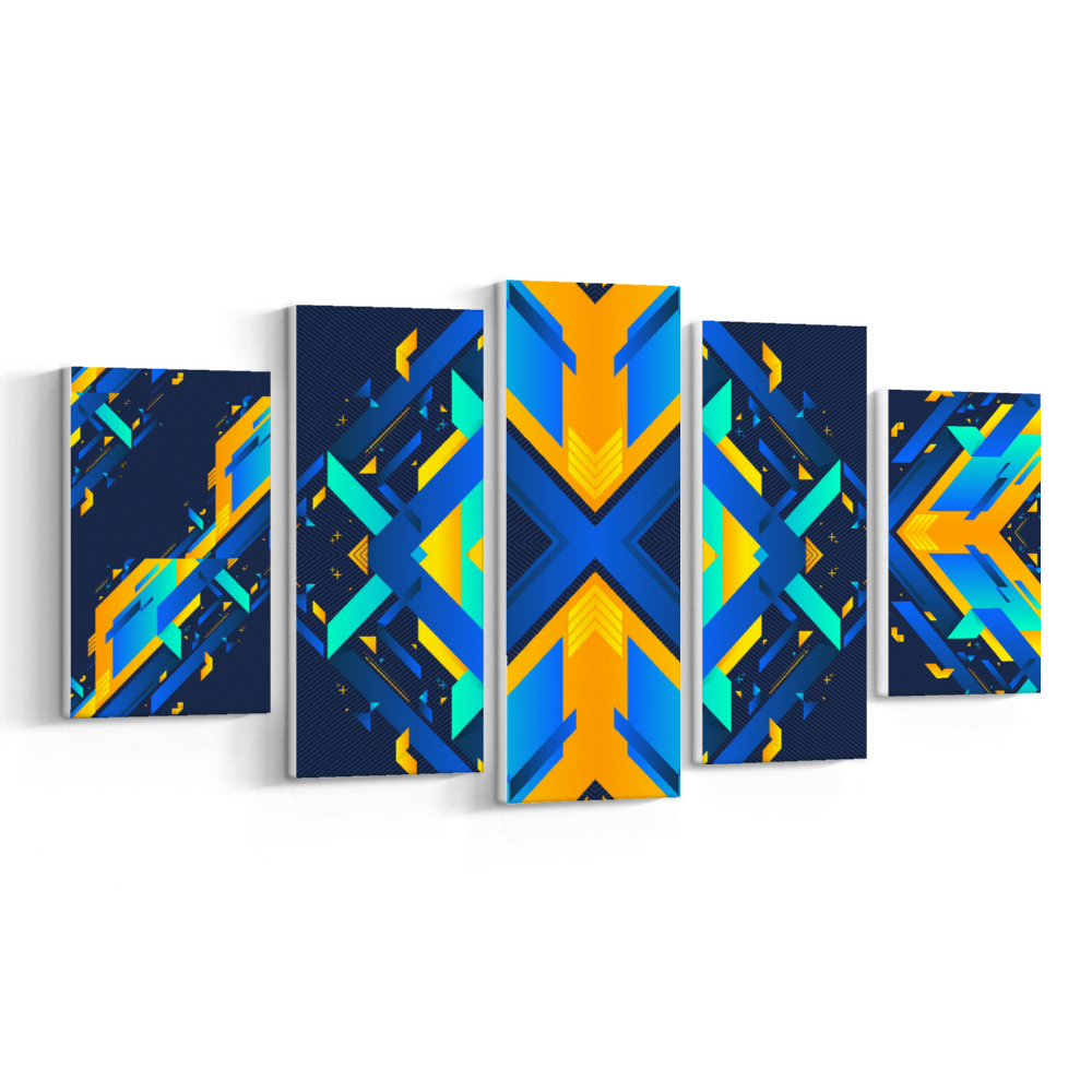 Super Funky Fresh Fractules Frameless Canvas Painting Five Paintings as a Group