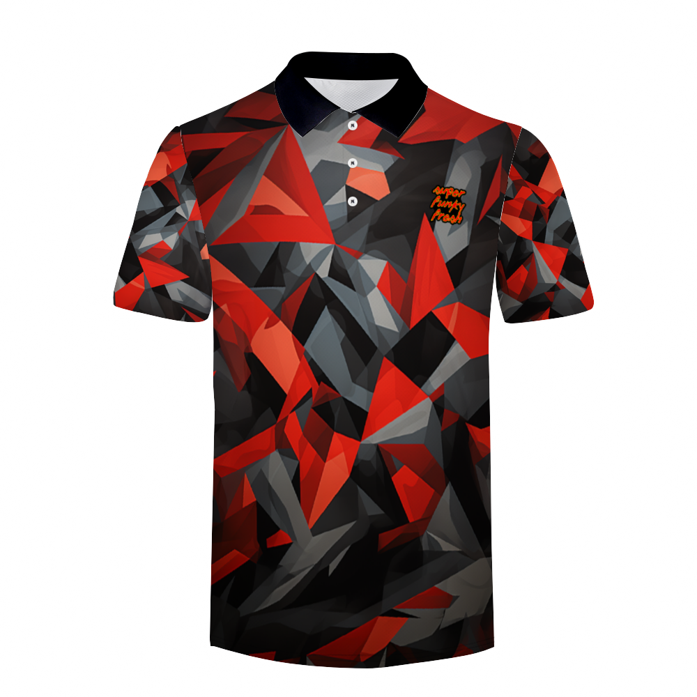 Digital Camo Red and Black Classic Polo Shirt Tees