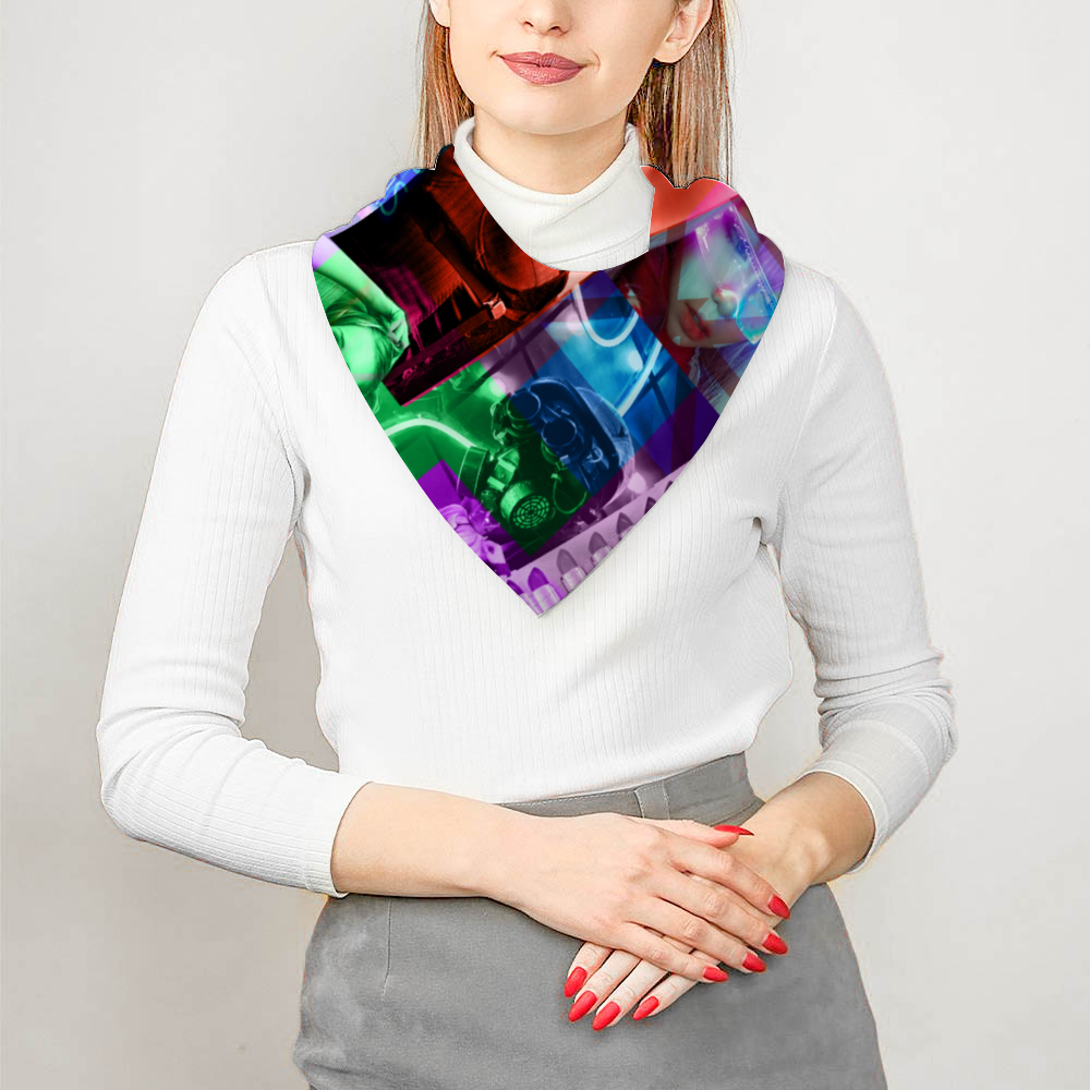 Britney DeLa Parra Silk-liked Scarf 36" x 36" Thin Satin Shawl