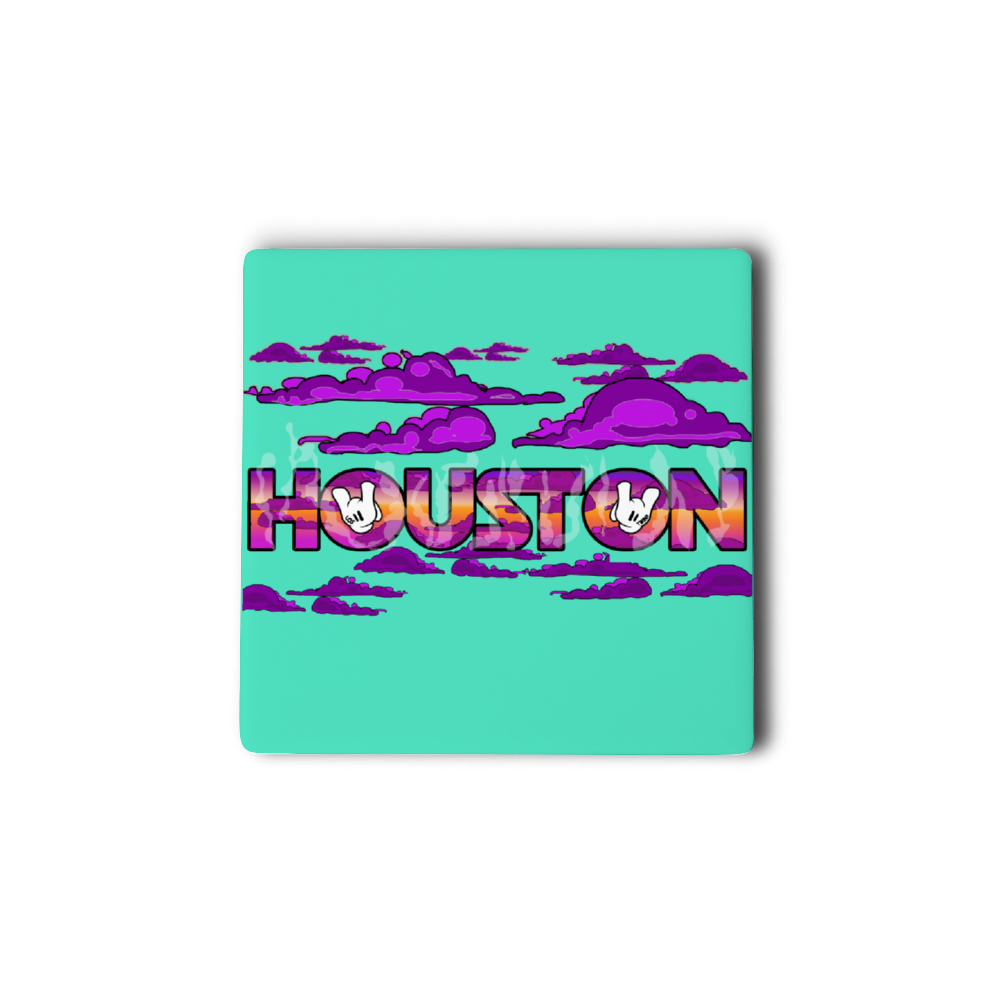 Houston 4 PCS Cork Backed Ceramic Coasters for Drinks, Heat Resistant Coasters, Coffee Mug Place Mats