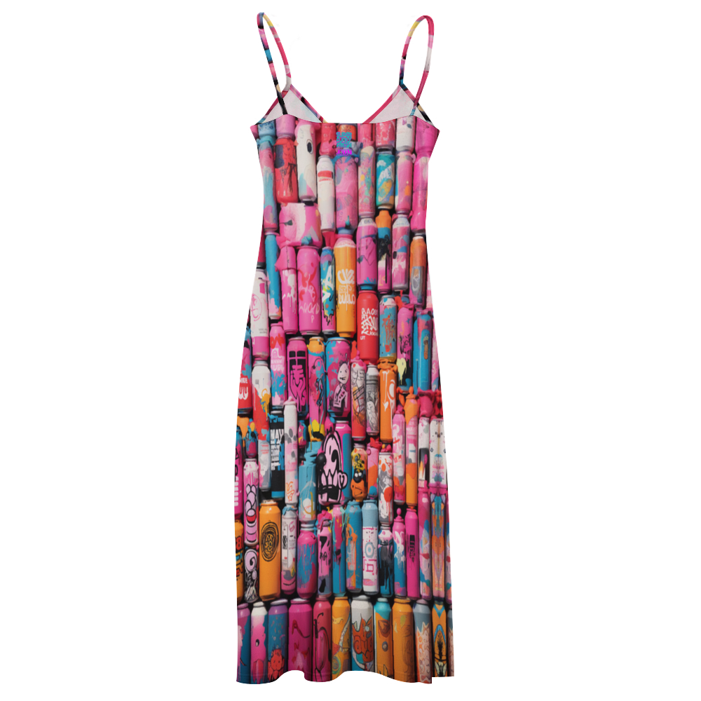 Graffiti Cans and Murals Women's Summer Fashion Slip Dress Long Skirts