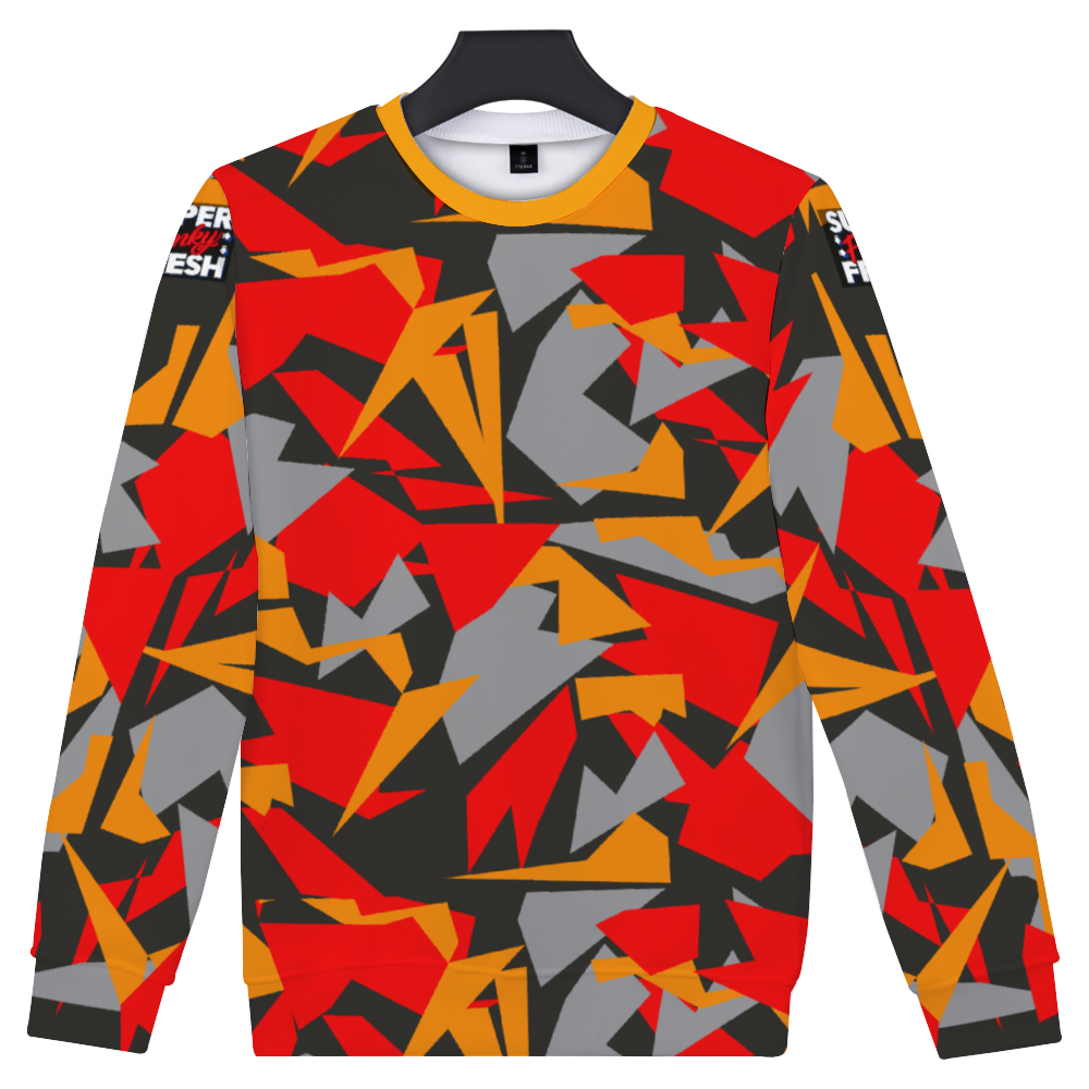 Super Funky Fresh Camo Red/Orange/Grey Sweater Unisex All Over Print Thin Crewneck Sweatshirt