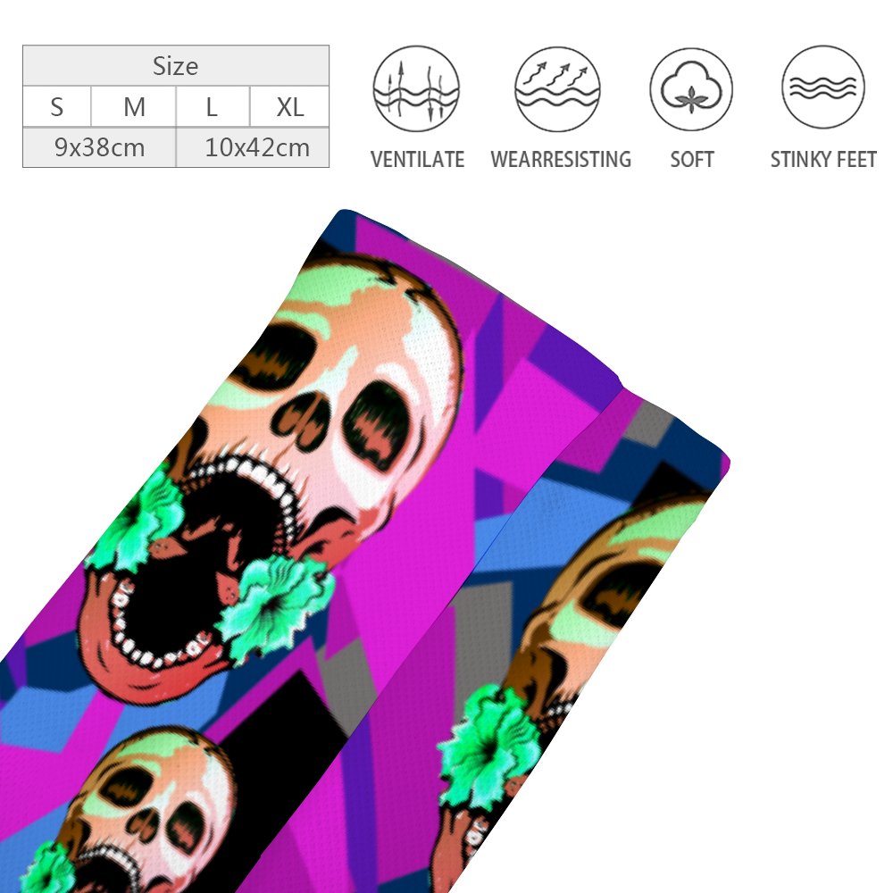 Skull and Digital Camo Unisex Multi Size Mid-calf Cotton Socks