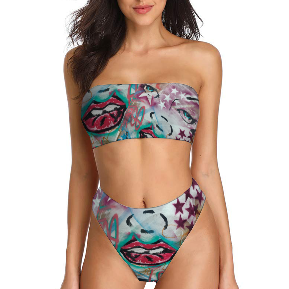 Free Love Women's Bandeau Bikini 2-piece Swimsuit