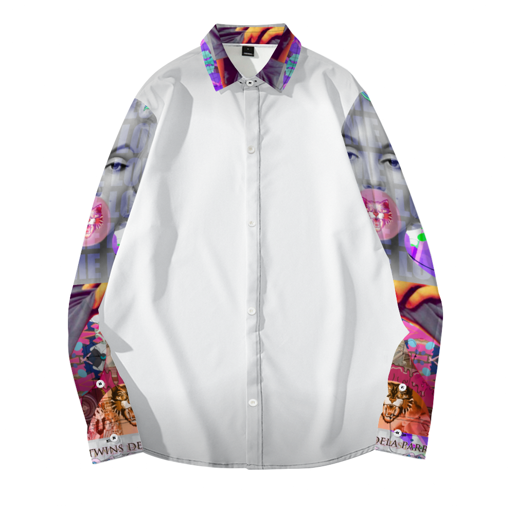 Off Gray DeLa Monroe Sleeve Print Long Sleeves Shirt Unisex Custom Shirts