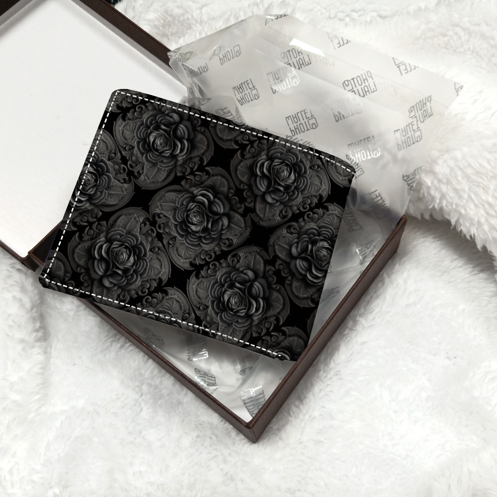 Black Roses Cowhide Wallet