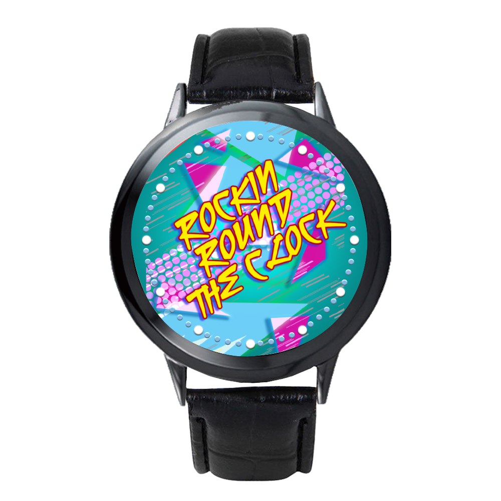Rockin Round The Clock Watch Black LED Touch Screen Watch
