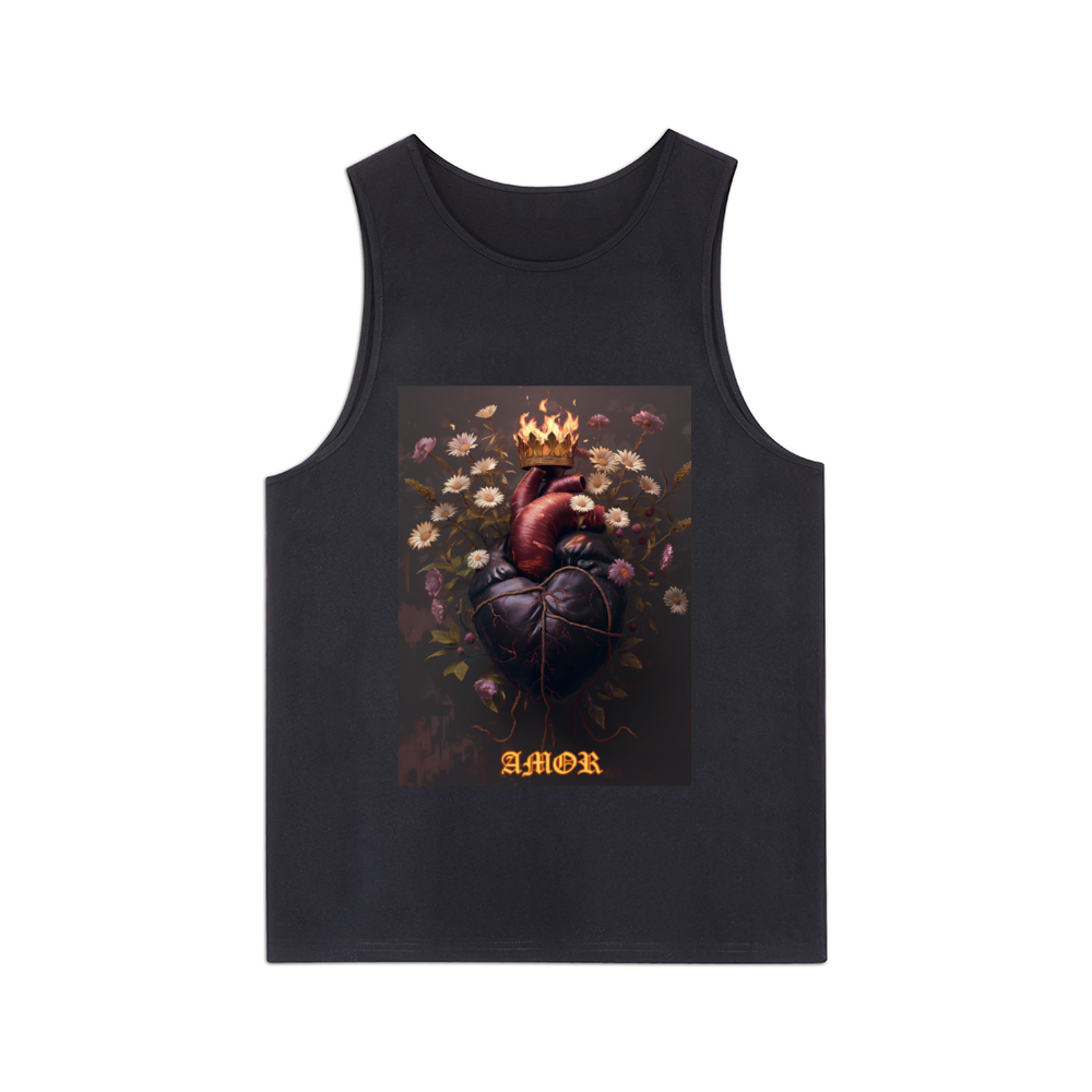 Amor Hearts Men's Round Neck Cotton Tank Top
