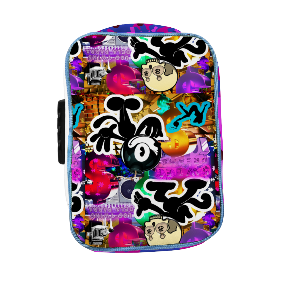 Double Trouble Purple Camo Combination Lock Active Charcoal Cigar Bag Zipper Closure