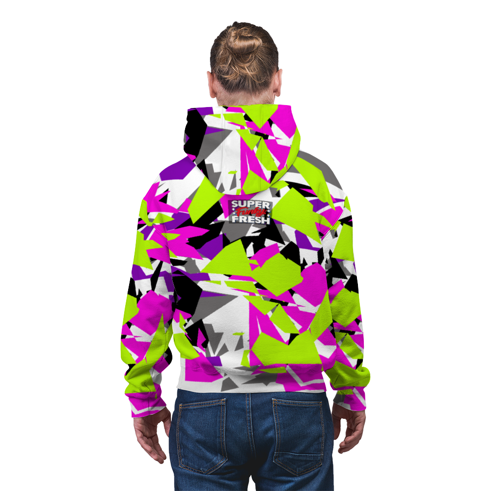 Pink Glitch Camo Terrycloth Zipper Hoodie