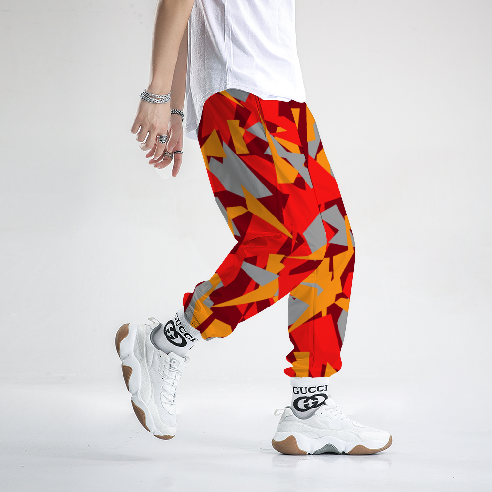 Digital Camo on Maroon Casual Jogger Pants