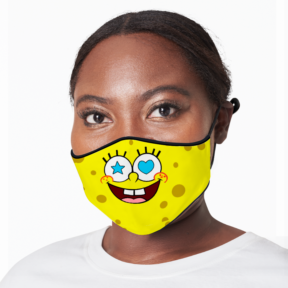 Sponge Hearts and Stars Face Cover With Two Filters Customized Adjustable Non-medical Face Cover
