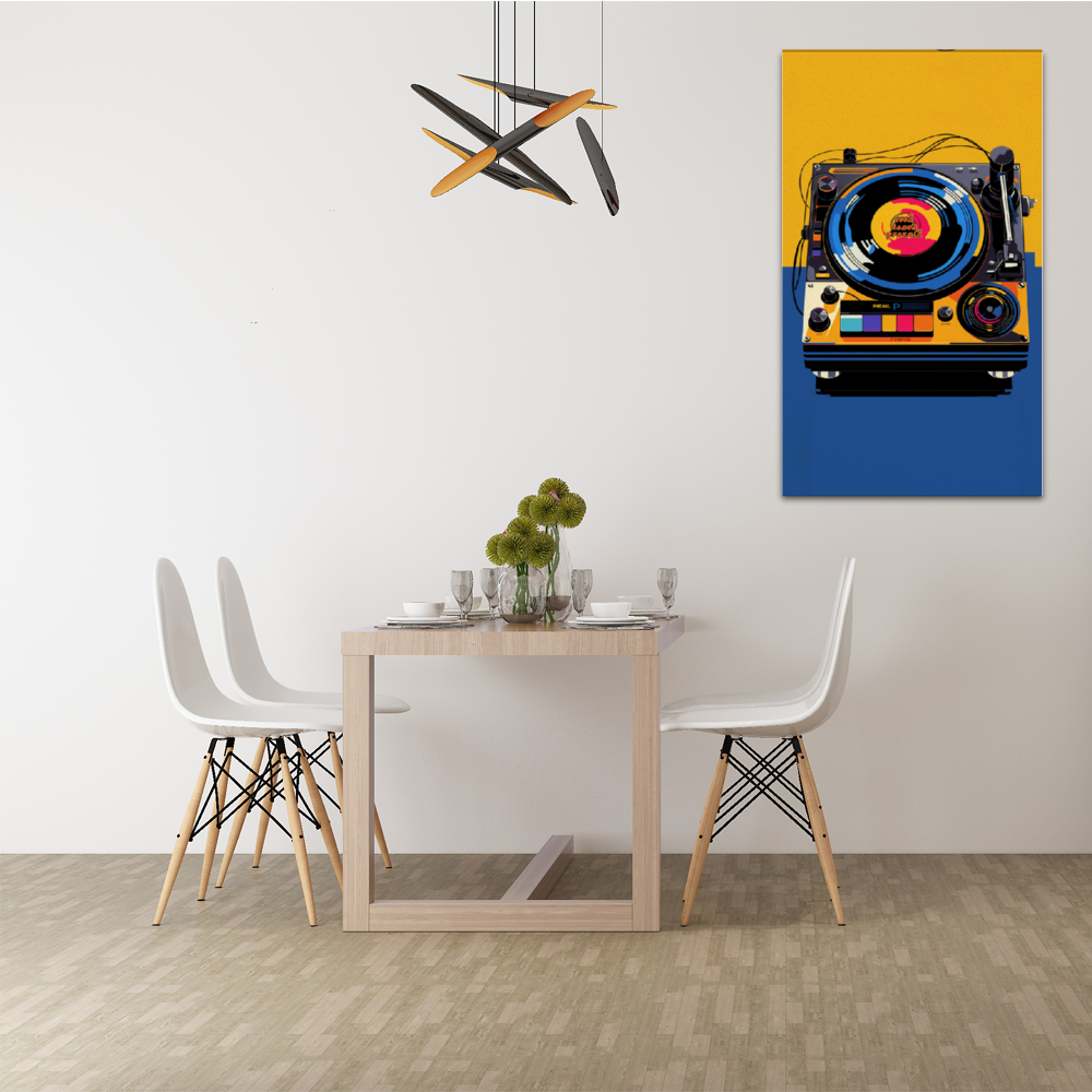 Cool Heads Prevail Record Player Wooden Inner Framed Canvas Paintings 14" x 24"
