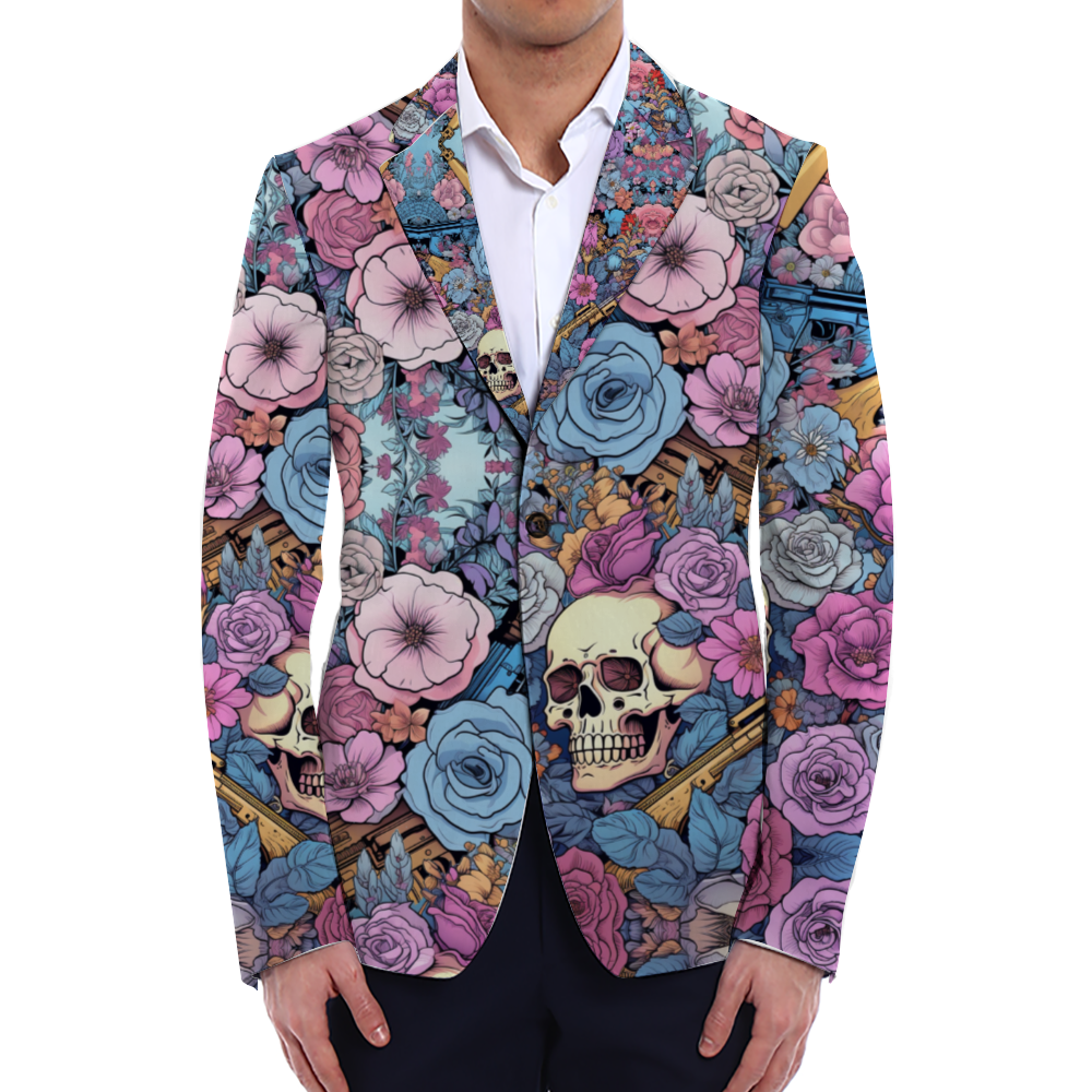 Skulls and Flowers Casual Suit Blazer Coat Fashion Light Coat