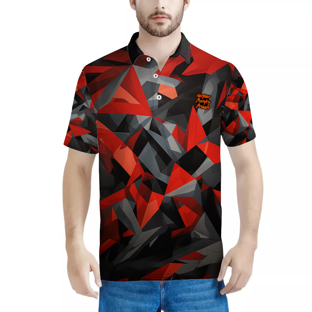 Digital Camo Red and Black Classic Polo Shirt Tees