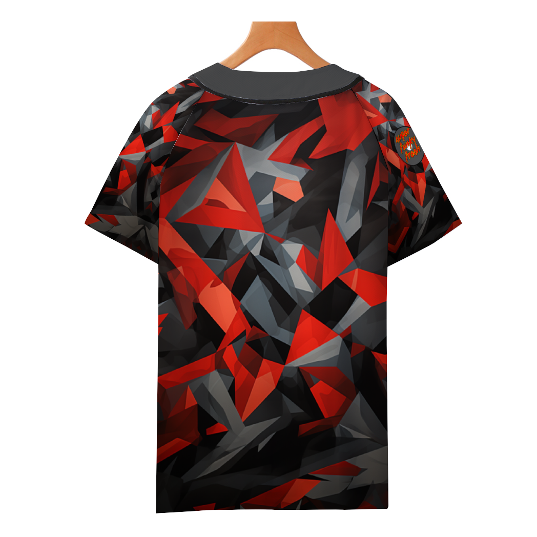 Digital Camo Red. Black Grey Unisex All Over Print Baseball Jersey Sports Jersey