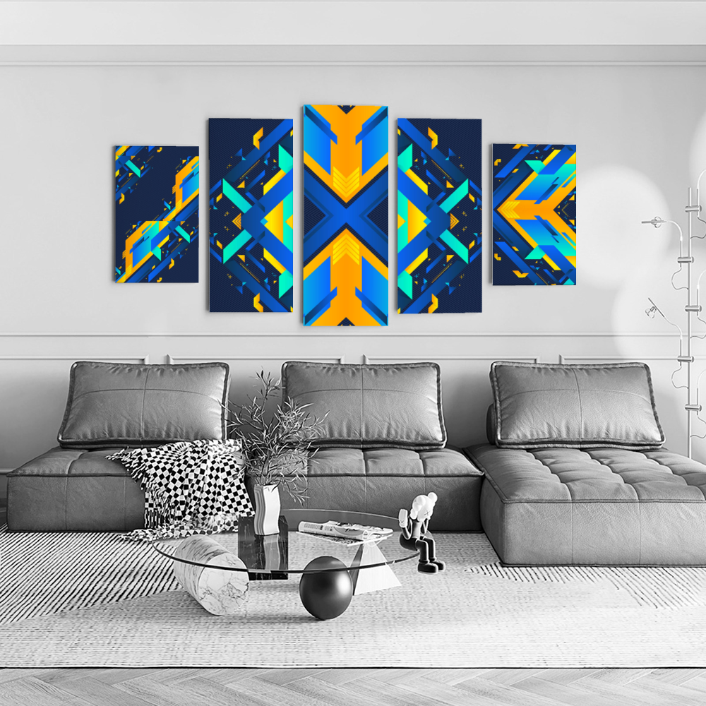 Super Funky Fresh Fractules Frameless Canvas Painting Five Paintings as a Group