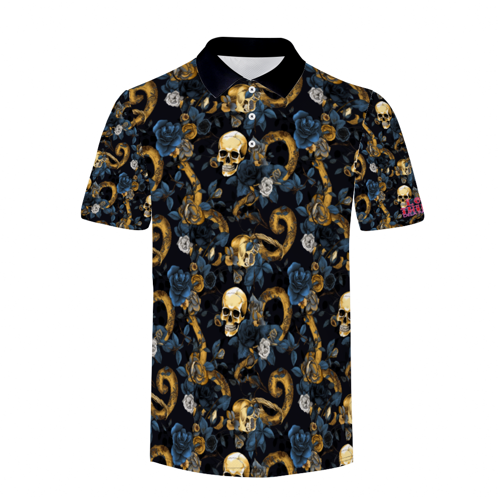 Midnight Blue Skull Shirts Men's Classic Polo Shirt Tees