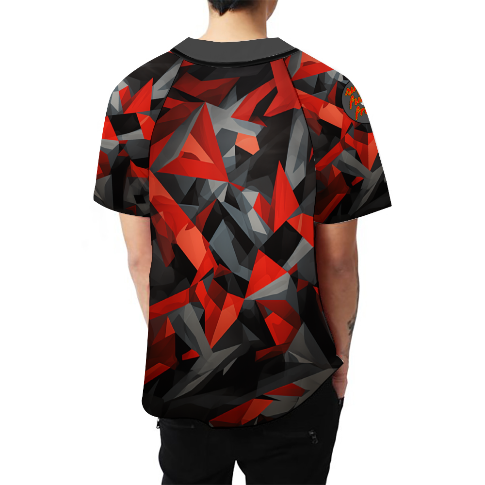 Digital Camo Red. Black Grey Unisex All Over Print Baseball Jersey Sports Jersey