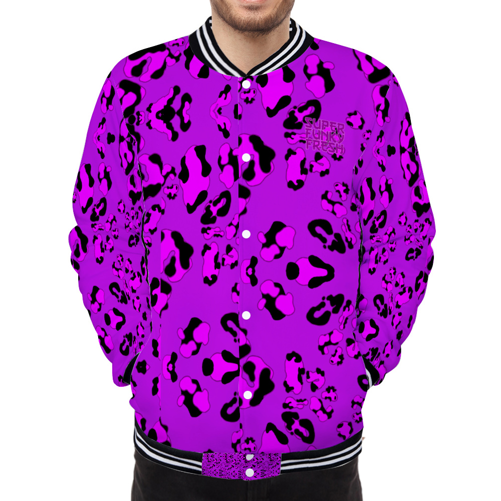 Purple Cheetah Thin Coat Japanese Terry Button Jacket
