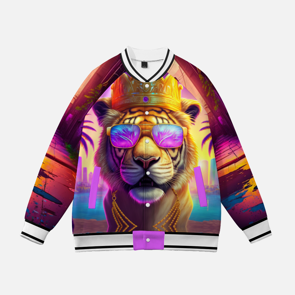 Party Animal Lion Slim Fit Thin Baseball Jacket