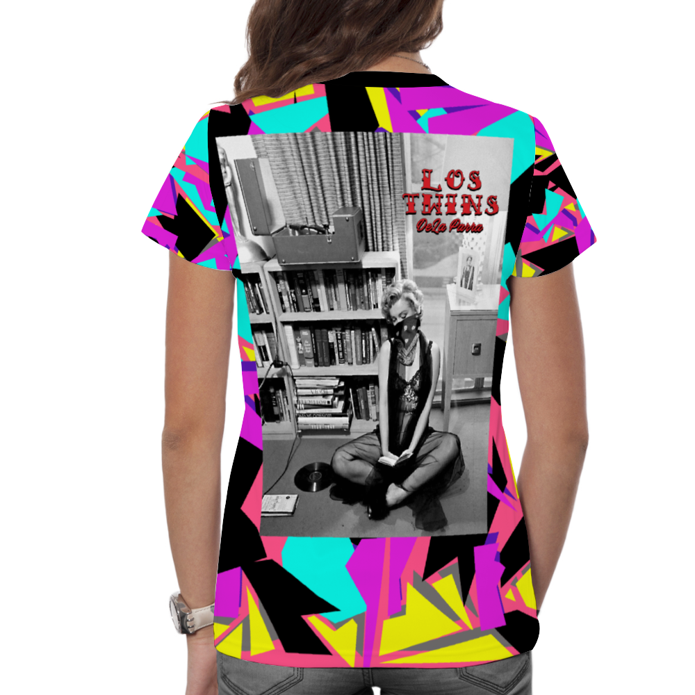 Dela Parra Monroe Pink and Yellow Digital Camo Unisex V-neck T-Shirt