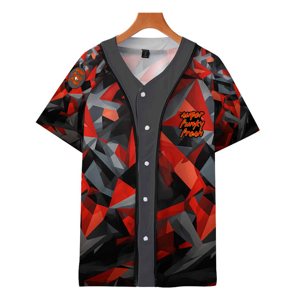Digital Camo Red. Black Grey Unisex All Over Print Baseball Jersey Sports Jersey