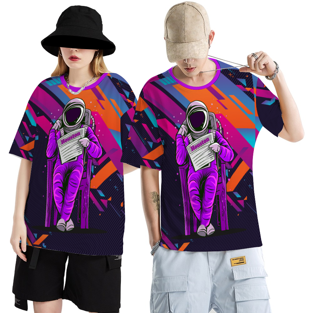 ASTRO READER Unisex Short-sleeve T-Shirts Loose Round-neck Summer Blouses