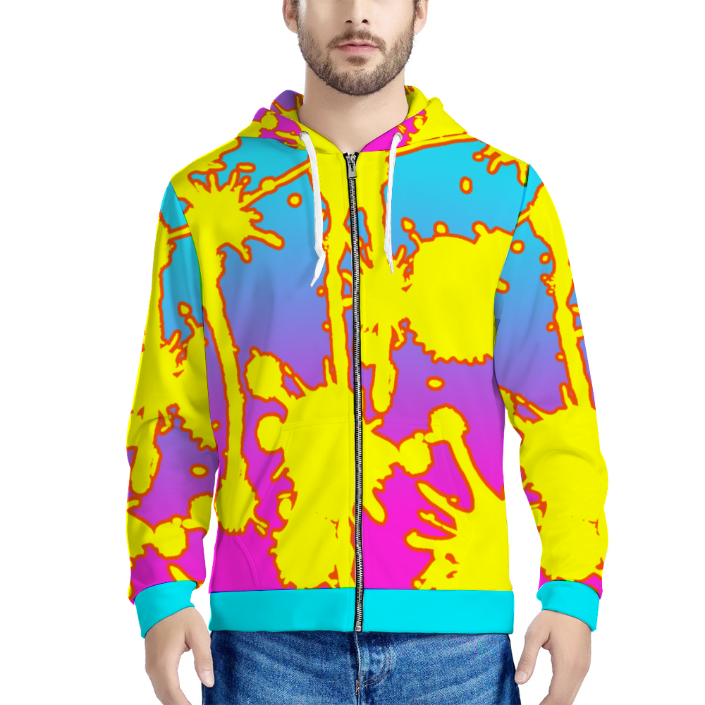 Fade Graffit Paint Full-Zip Hooded Sweatshirt