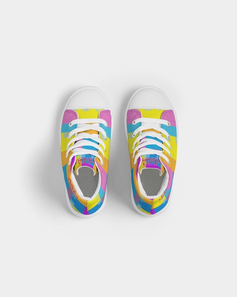Pink Sunset Kids Hightop Canvas Shoe