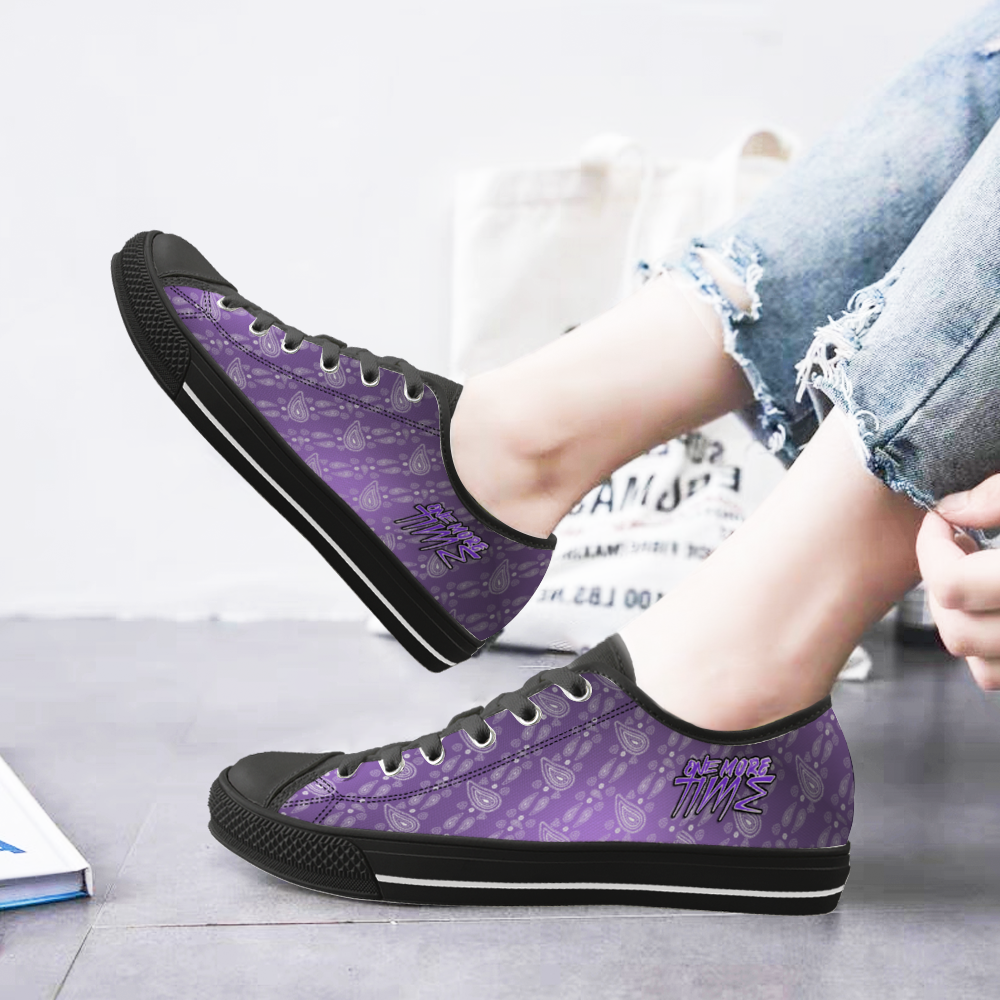 One More Time, Black Low Top Canvas Shoes