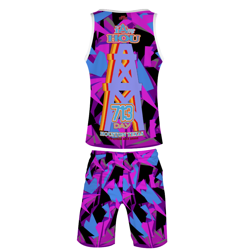I Am Hou 713 Day Basketball Suit Jerseys & Shorts Set