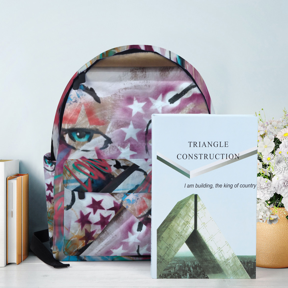 Free Love Zippered Travel Backpack 14" x 18" x 4" Schoolbag