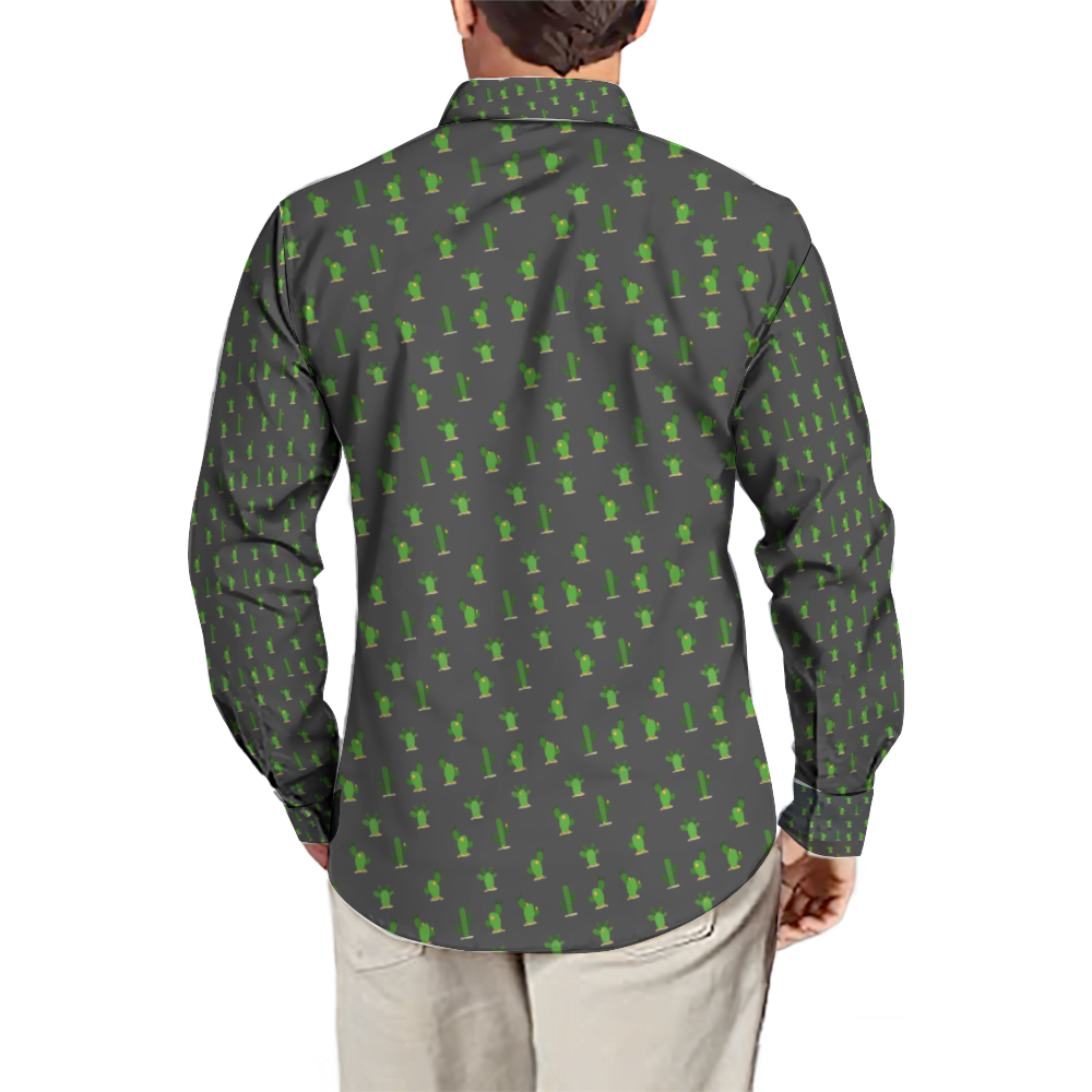 Texas Cactus Mens Slim Fit Long Sleeve Shirt