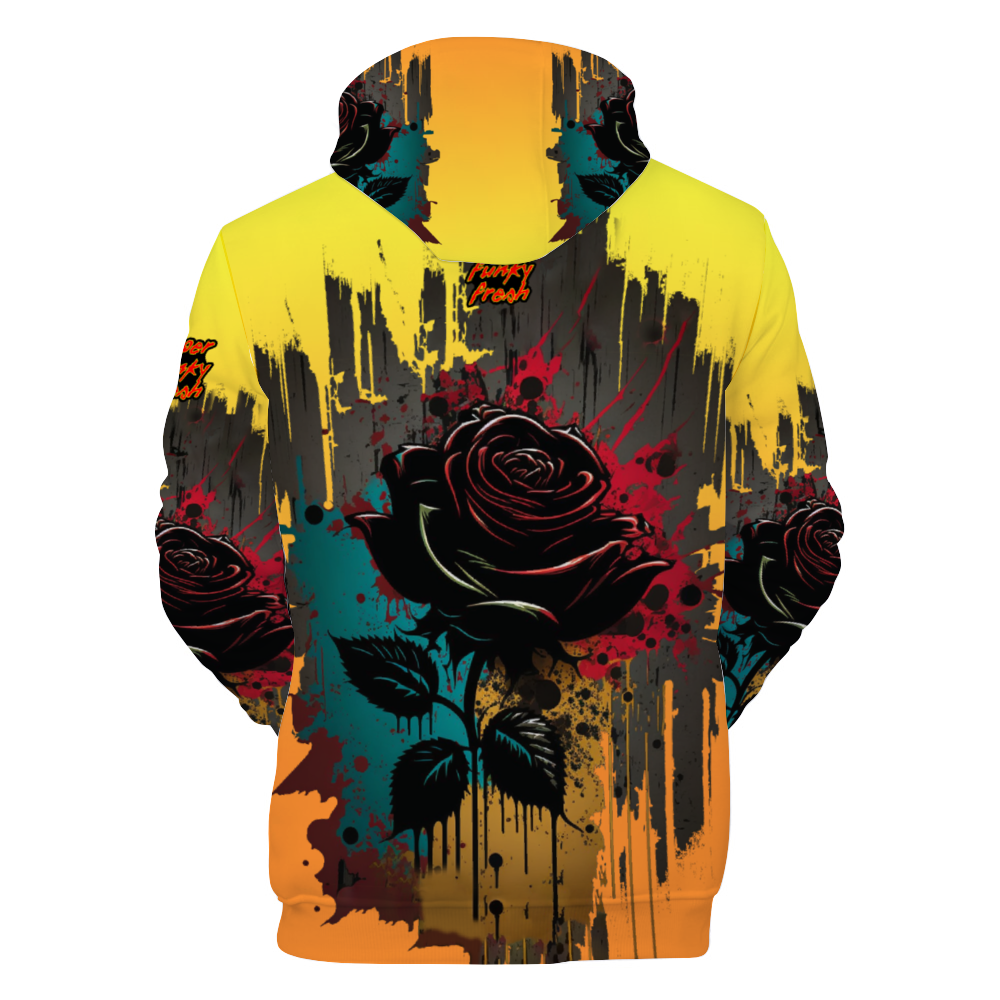 Graffiti Rose, All Over Print Plush Hoodies with Pockets