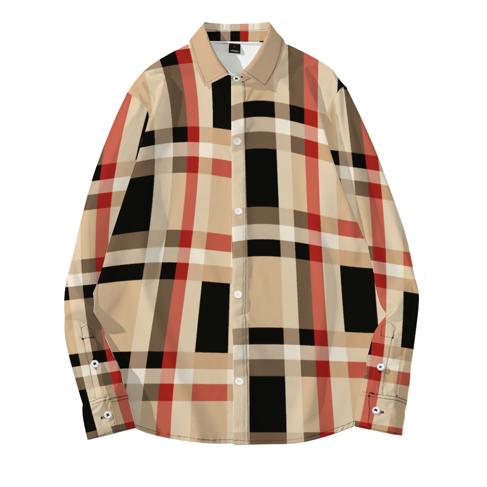 Spring Plaid Long Sleeve Unisex Shirts Button Up