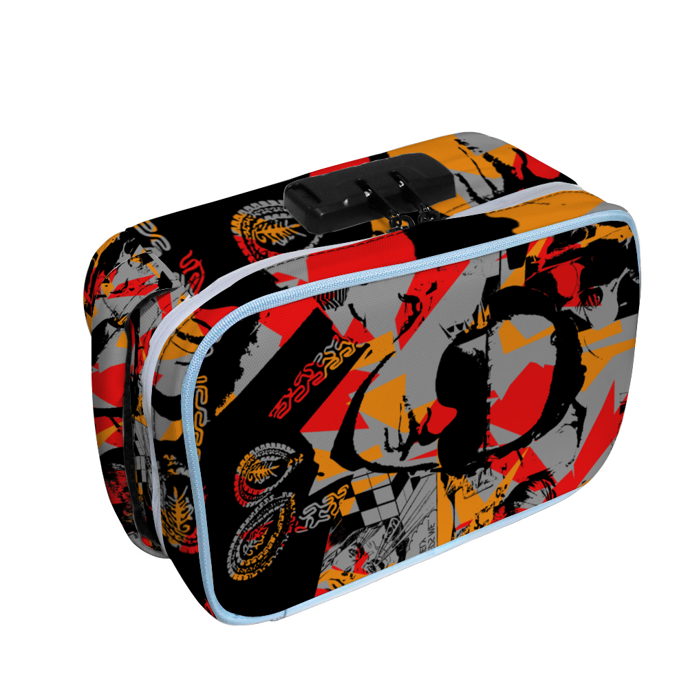 Dela Parra Graffiti Combination Lock Active Charcoal Cigar Bag Zipper Closure