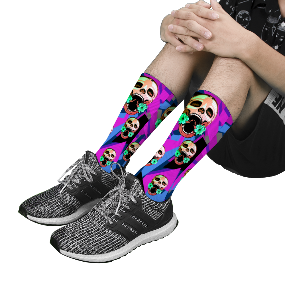 Skull and Digital Camo Unisex Multi Size Mid-calf Cotton Socks