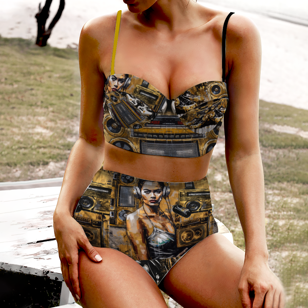 Gold Record Club Women's High Waist Bikini Two Piece Swimsuit