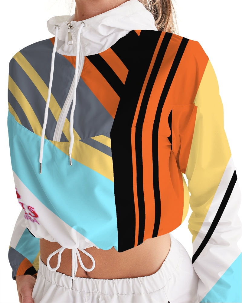 Mayan Serpent Stripes Women's Cropped Windbreaker