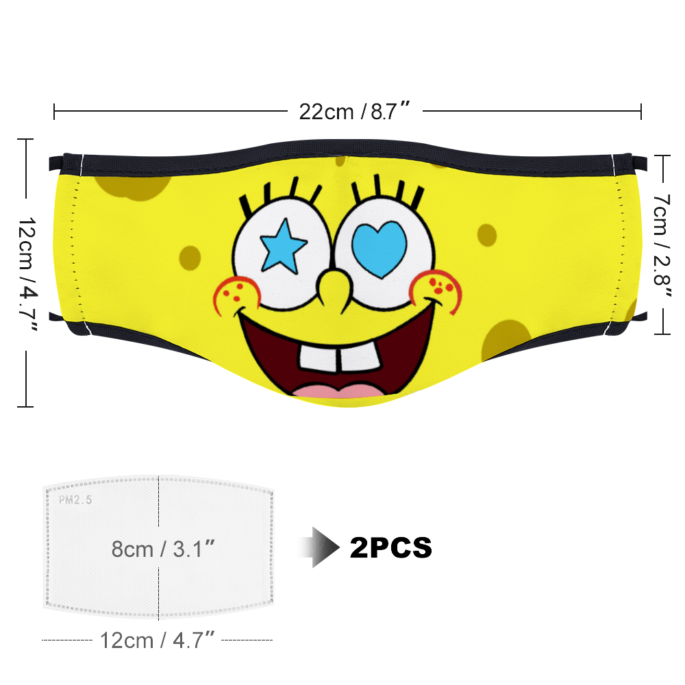Sponge Hearts and Stars Face Cover With Two Filters Customized Adjustable Non-medical Face Cover