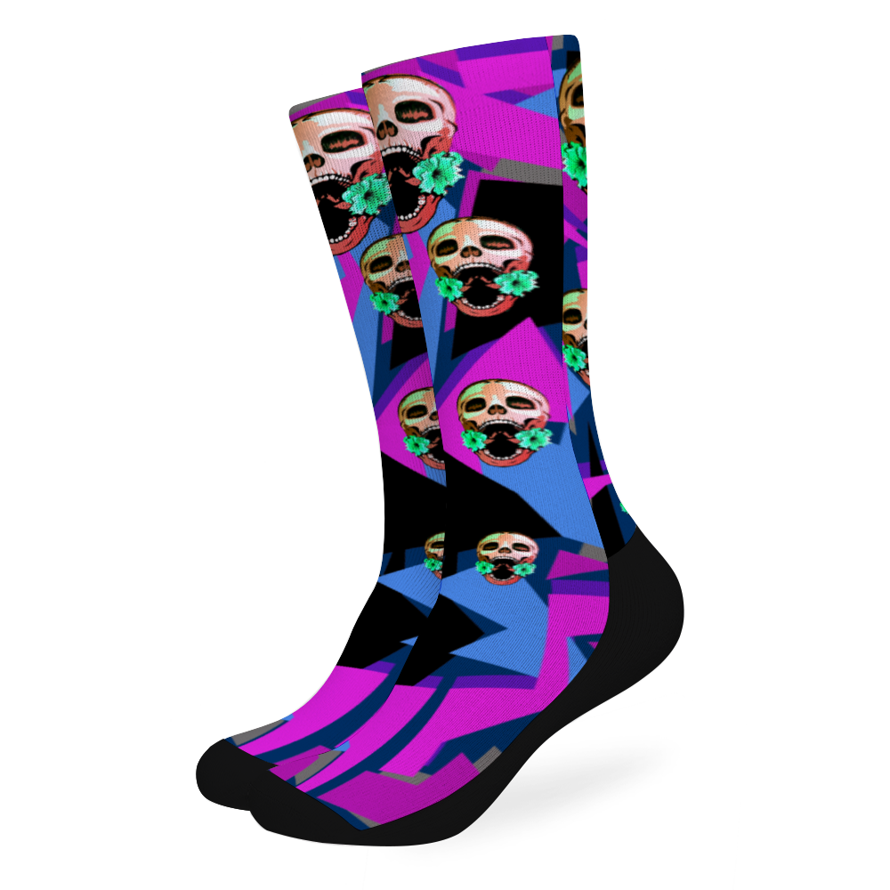 Skull and Digital Camo Unisex Multi Size Mid-calf Cotton Socks