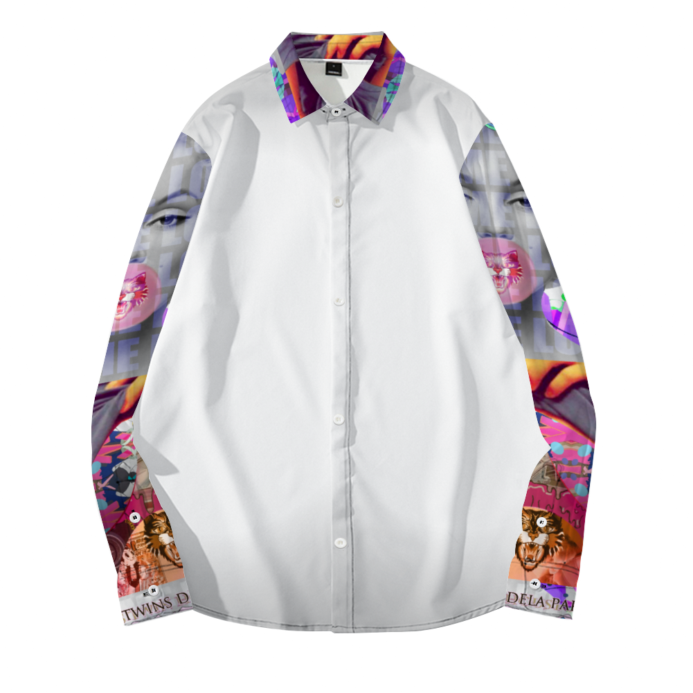Off Gray DeLa Monroe Sleeve Print Long Sleeves Shirt Unisex Custom Shirts