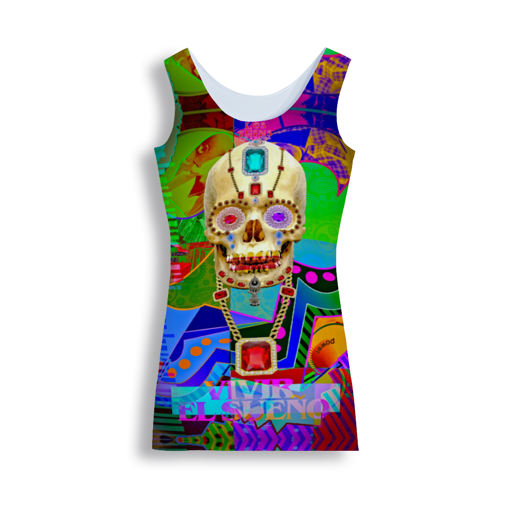 Vivir El Sueno Women's All Over Print Crew Neck Tank Dress