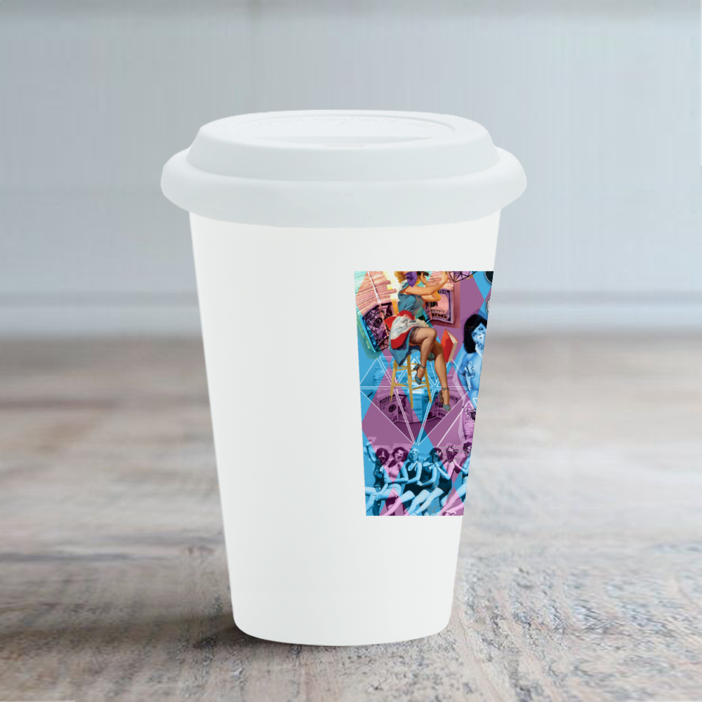 Las Marijuanas Ceramic Coffee Mug with Silicone Lid 11oz