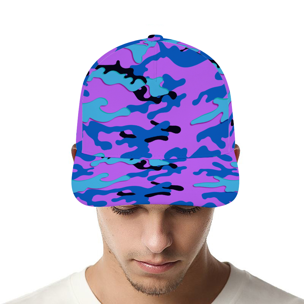 Blue and Pink Super Funky Fresh Camo Unisex Adjustable Curved Bill Baseball Hat