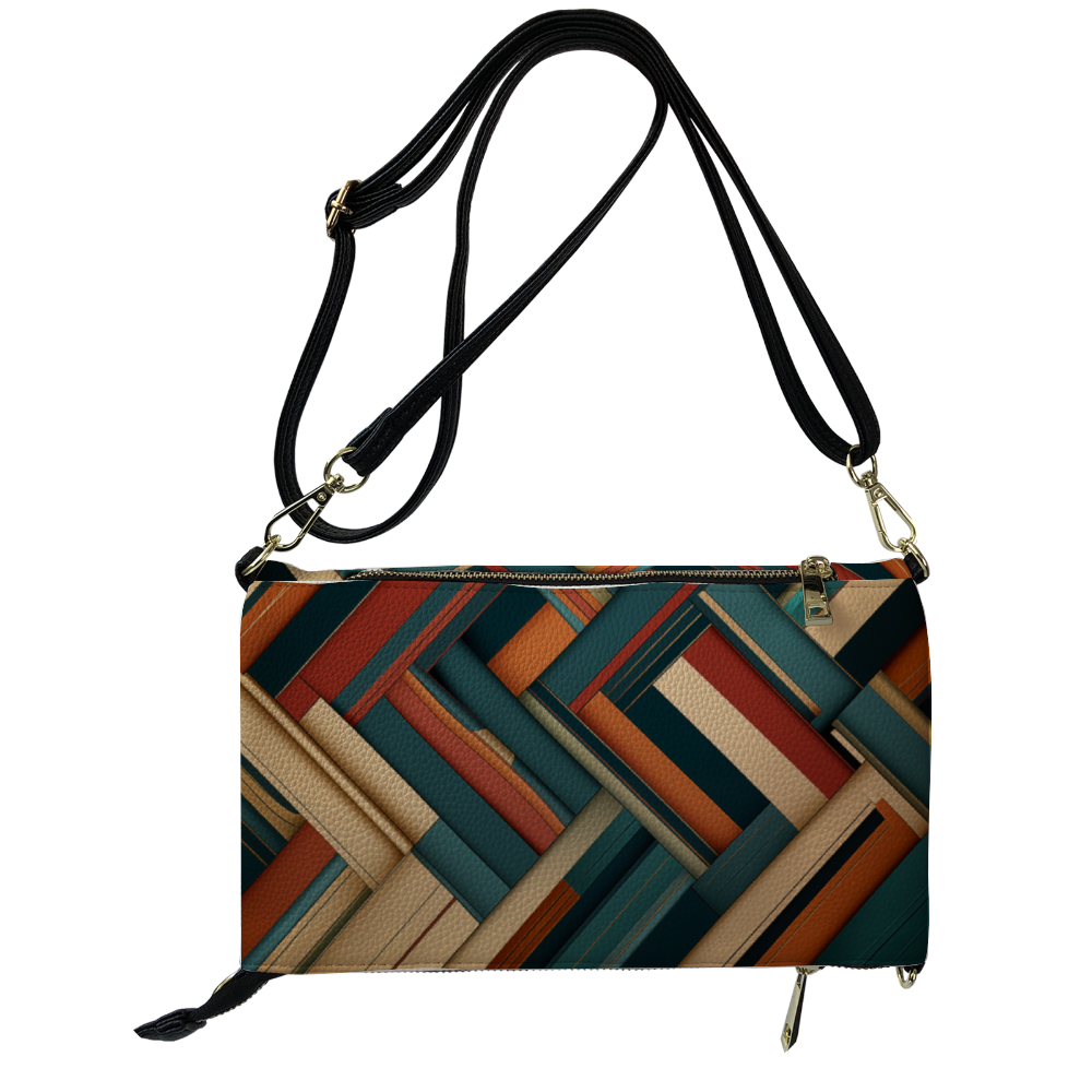 Stylized Leather Strap design Motif Mini Envelope Bag Ladies Wallet Crossbody Bag